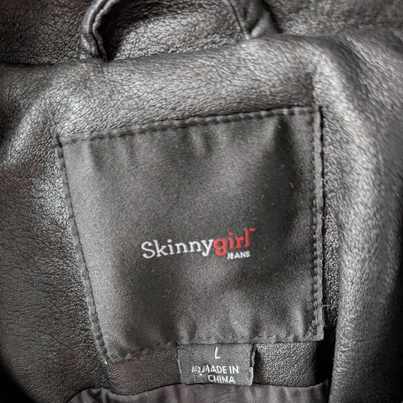 Skinnygirl Jeans Black Faux Leather Jacket – Size L - Picture 5 of 5